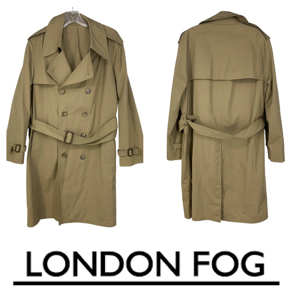 Vintage 1970's London Fog Sz 40 S Classic Tan Double Breasted Trenchcoat Belted - Picture 1 of 12
